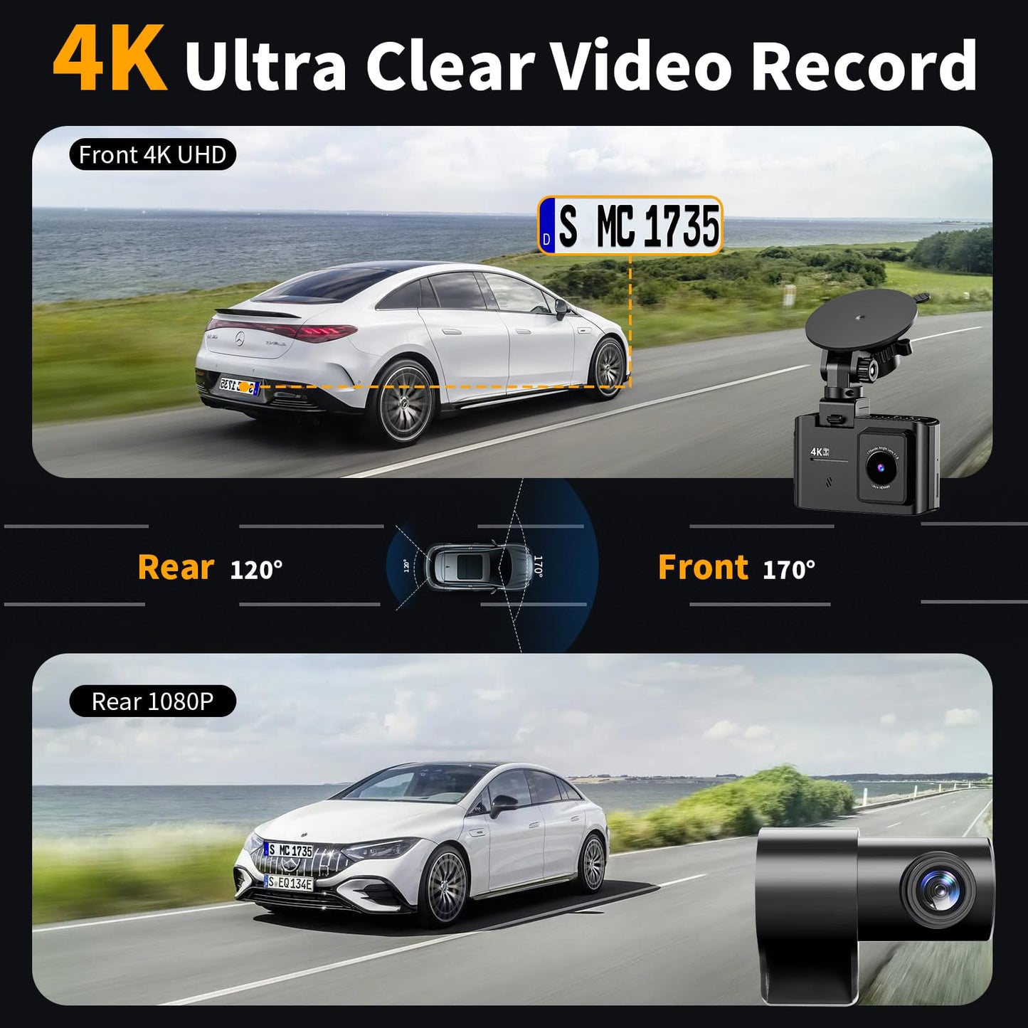 4K Dual Channel Dash Cam with WiFi
