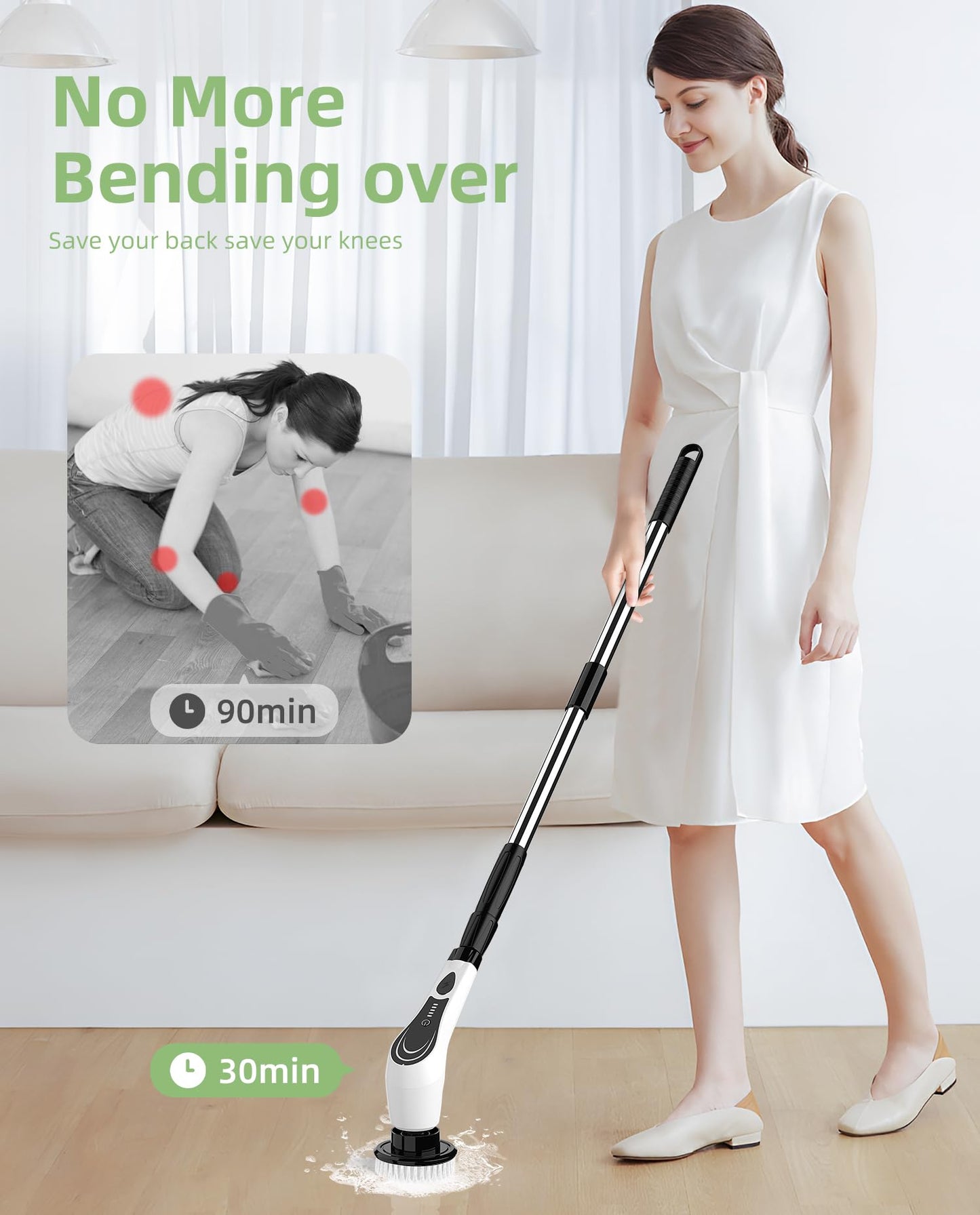 Cordless Electric Spin Scrubber with 8 Brush Heads