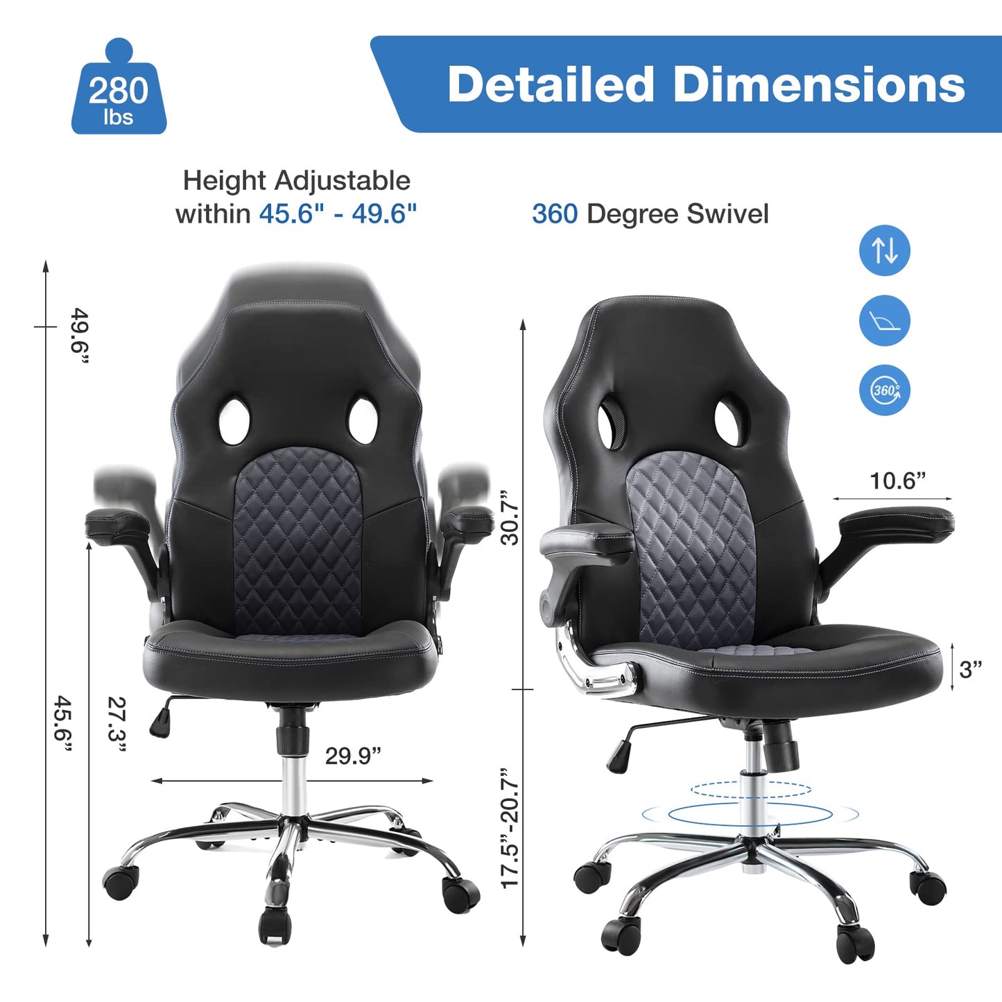 Ergonomic Gaming Chair with Lumbar Support and Armrests