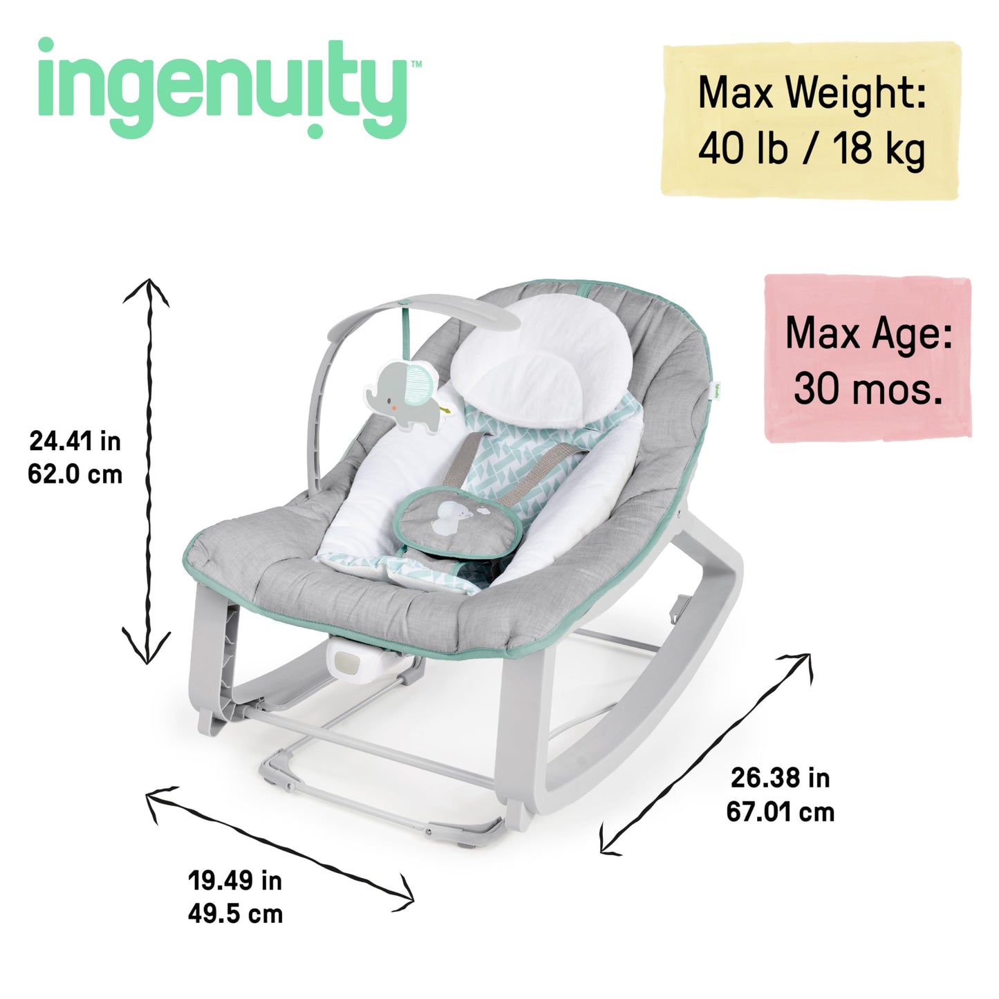 Ingenuity 3-in-1 Vibrating Baby Bouncer & Rocker