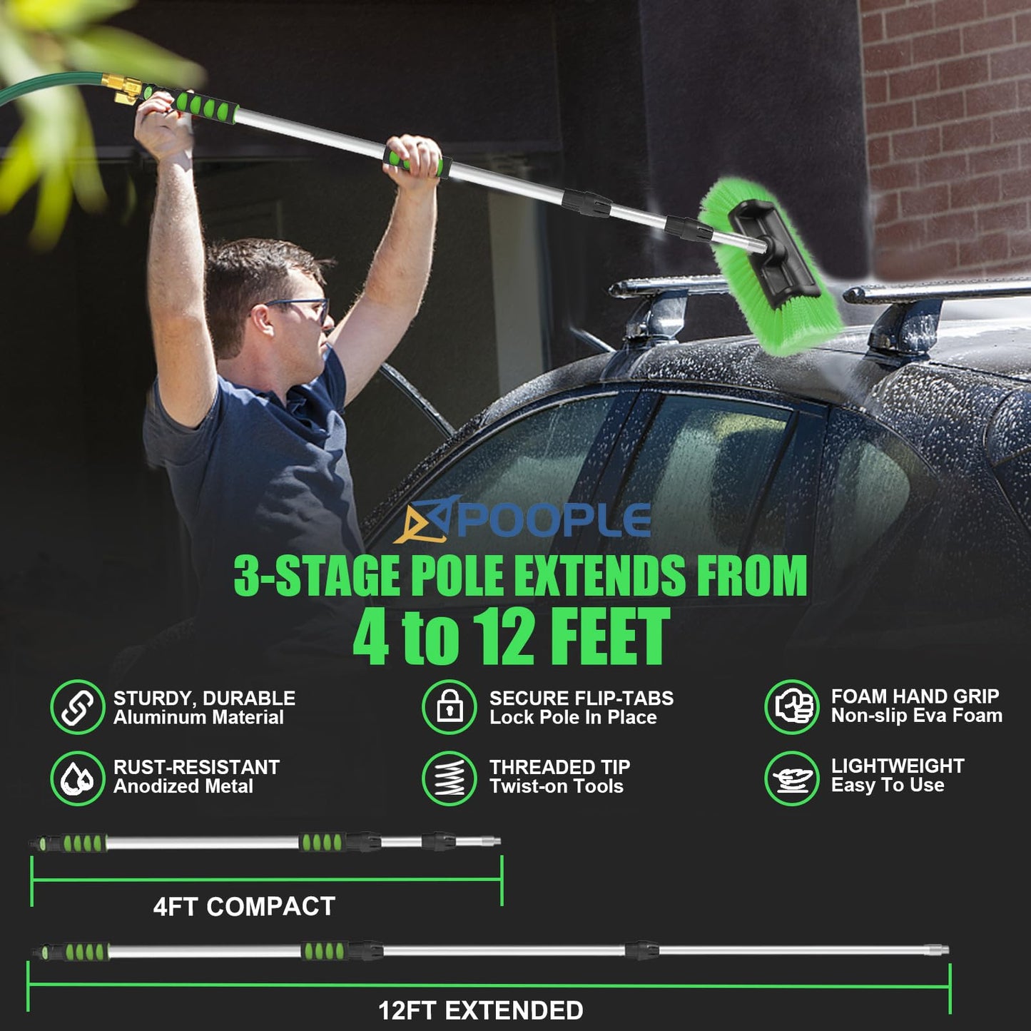 11' Car Wash Brush with Flow-Thru Bristles