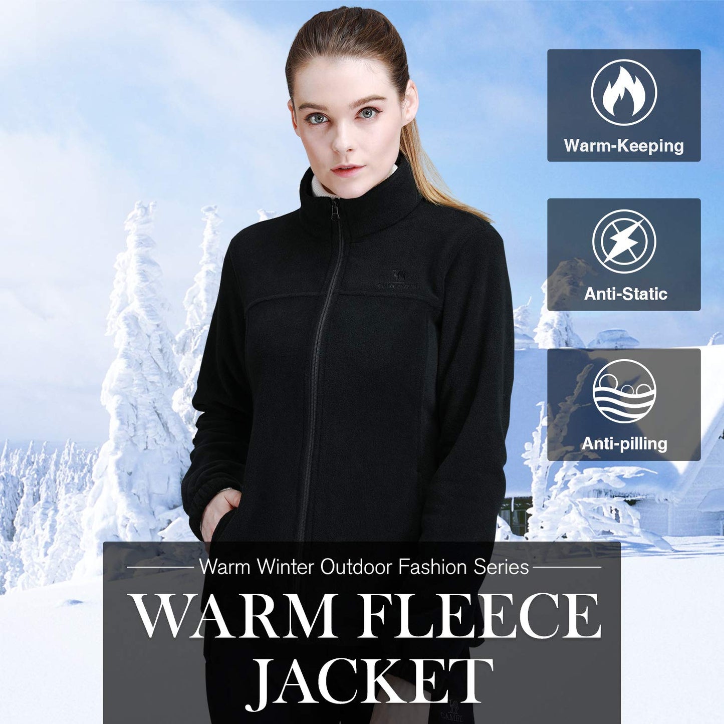 CAMEL CROWN Women's Fleece Jacket with Pockets
