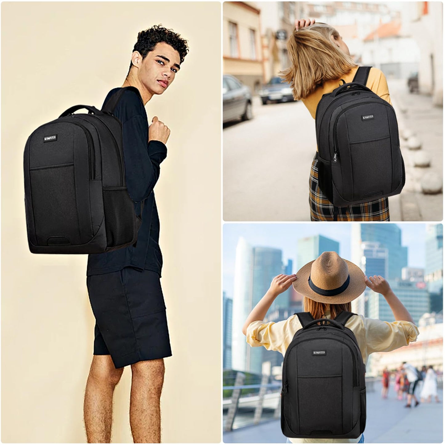 Black Backpack for School, School BackPack for Teens, Girls and Boys, with 15.6 inch Laptop Bookbag for College, Large Computer Back Pack with Compartments for Men & Women