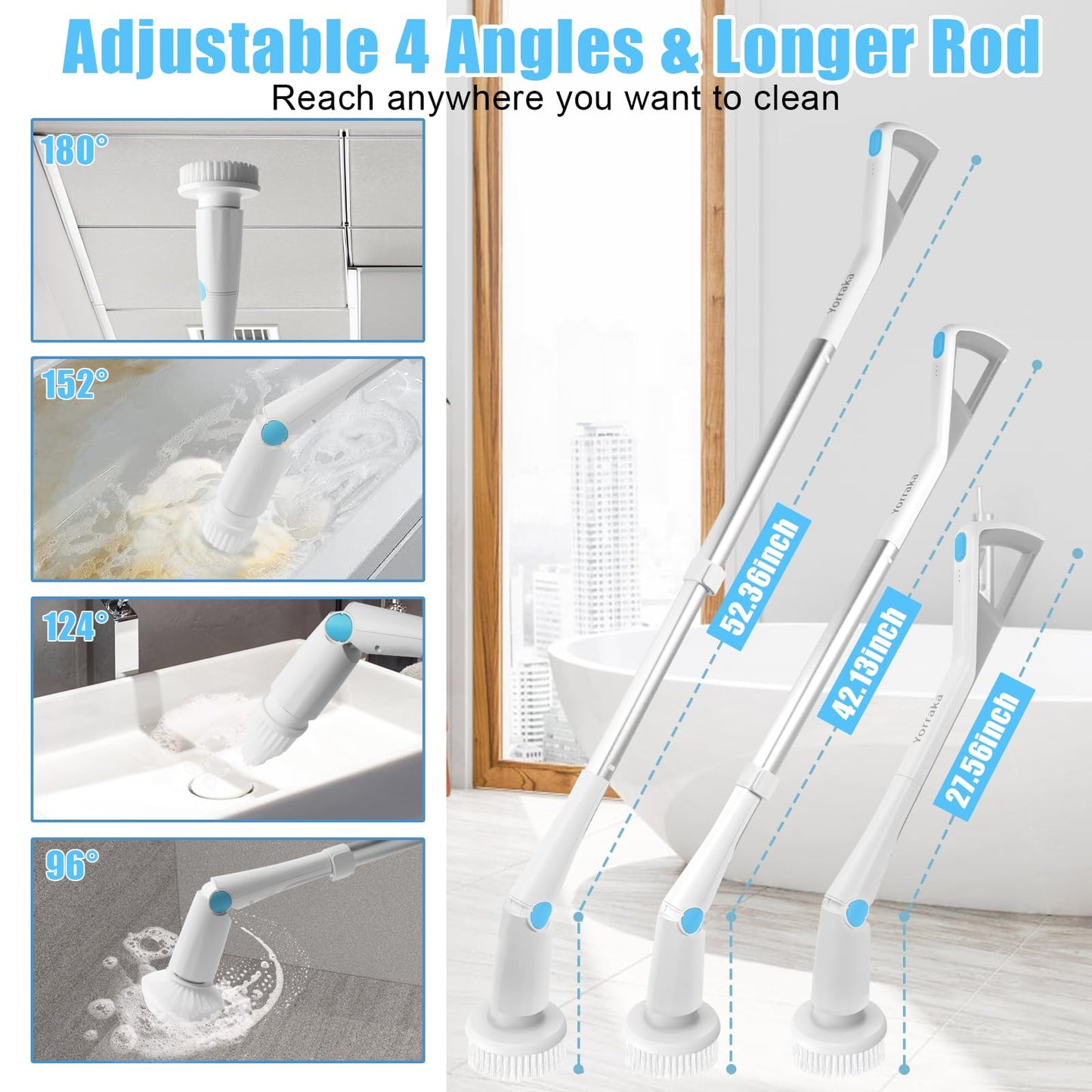 Cordless Electric Spin Scrubber with 8 Brush Heads