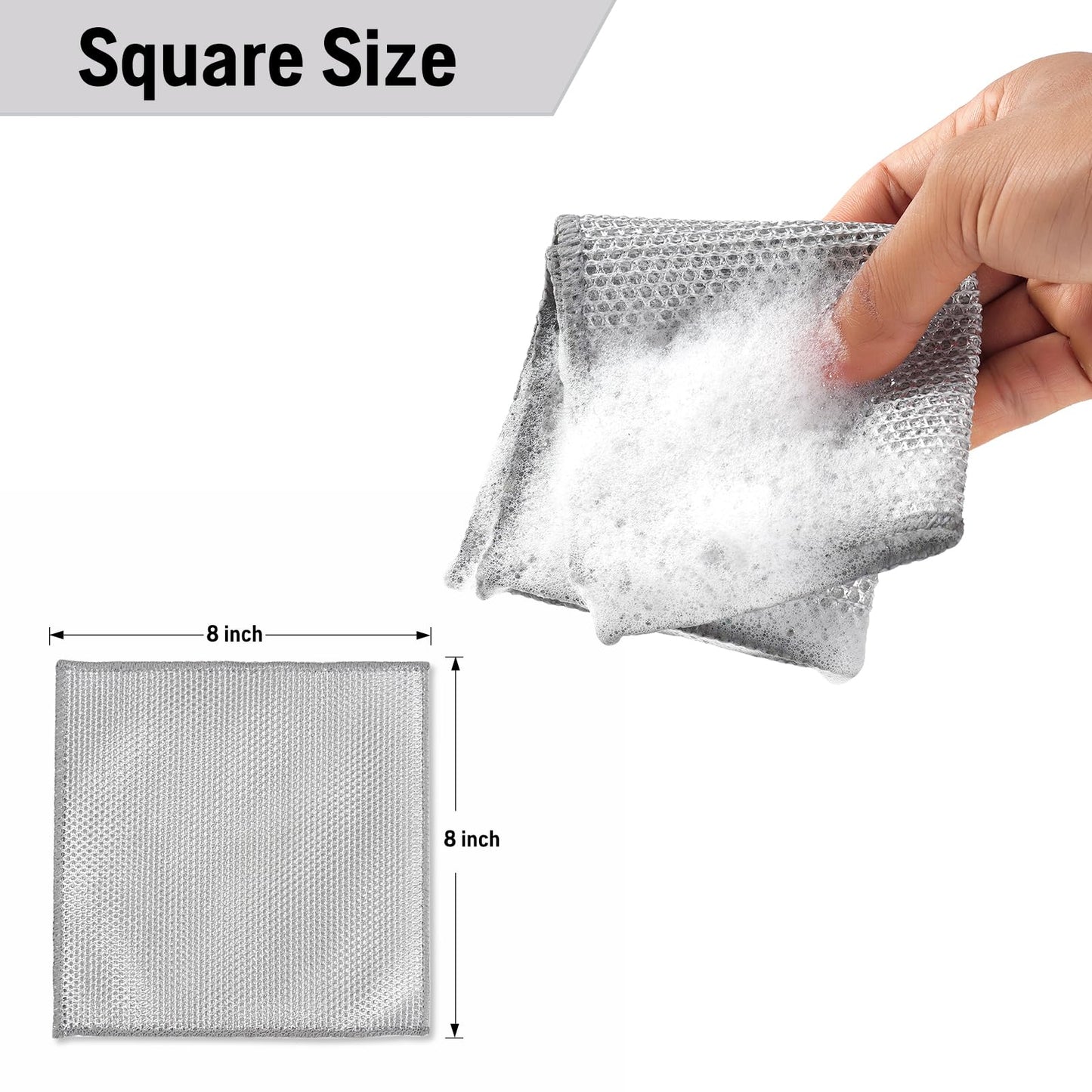 20PCS Wire Dishwashing Rags Bulk, Multipurpose Wire Miracle Cleaning Cloths, Metal Mesh Cleaning Cloth, Reusable Steel Wire Cloth for Dishes, Sinks, Counters, Stove Tops, 8 Inches