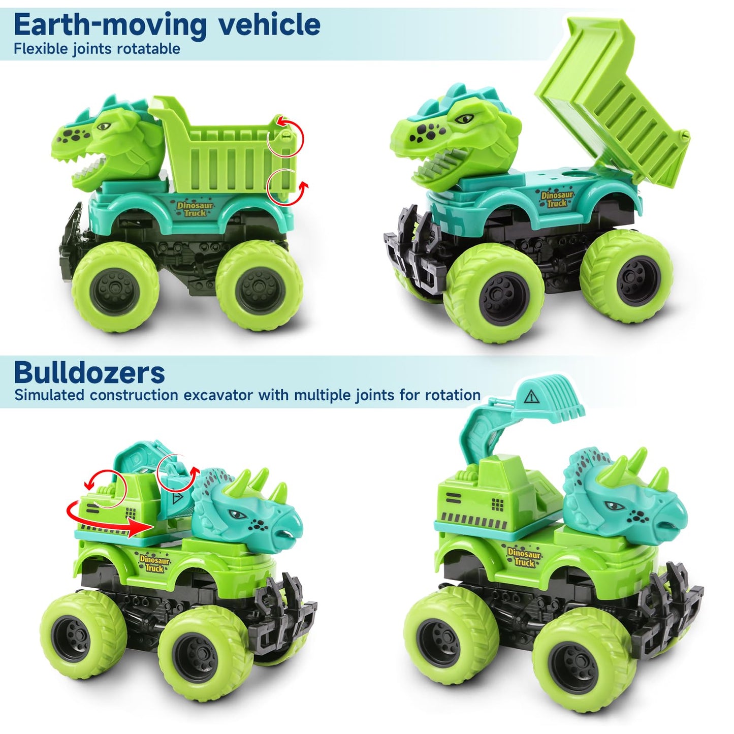 Dinosaur Toy Set with Monster Trucks for Kids