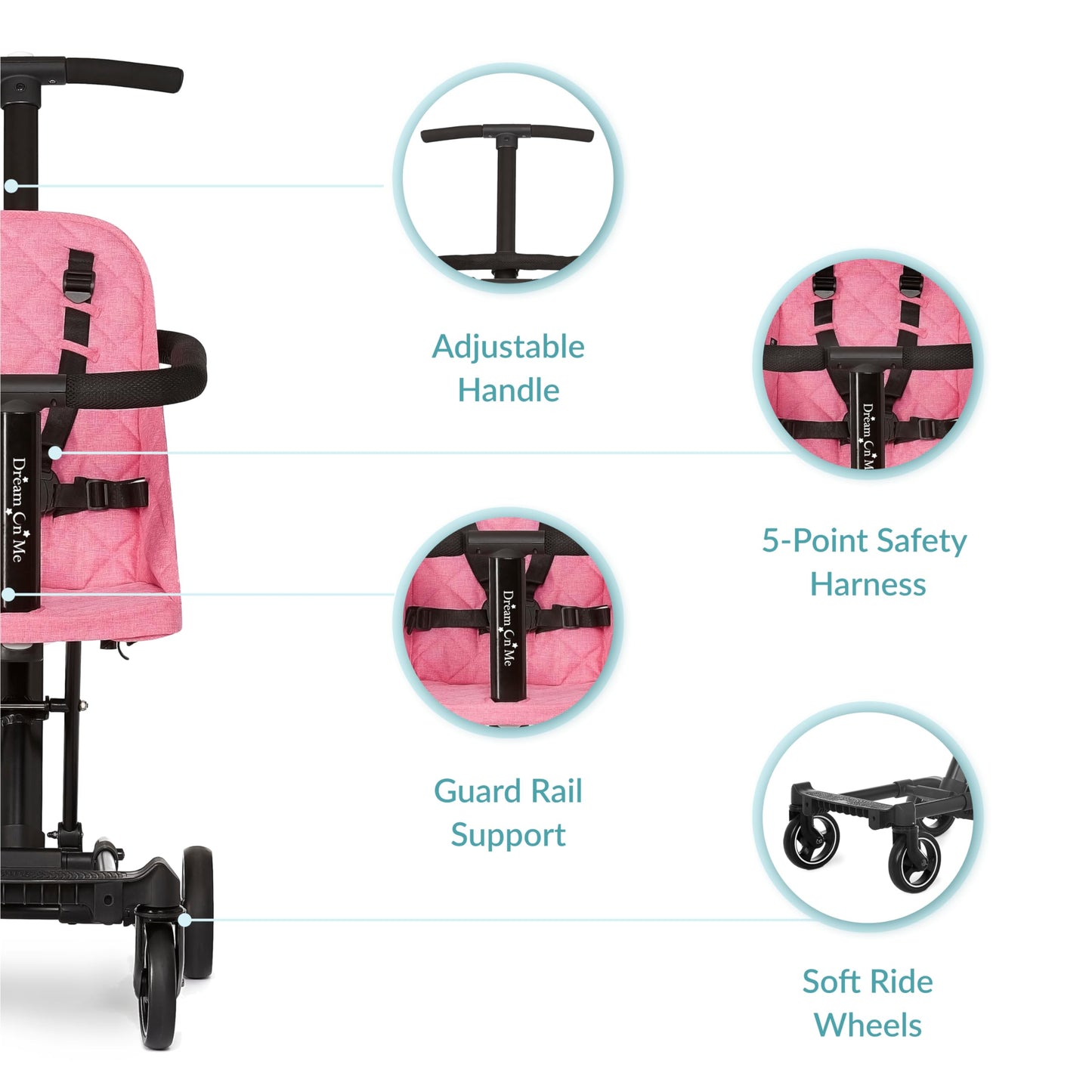 Dream On Me Lightweight Coast Rider Stroller - Pink