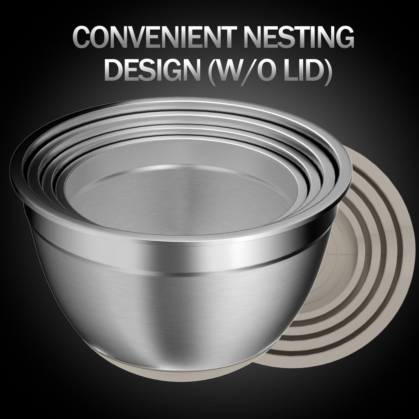DUTZUN 5-Piece Stainless Steel Mixing Bowl Set