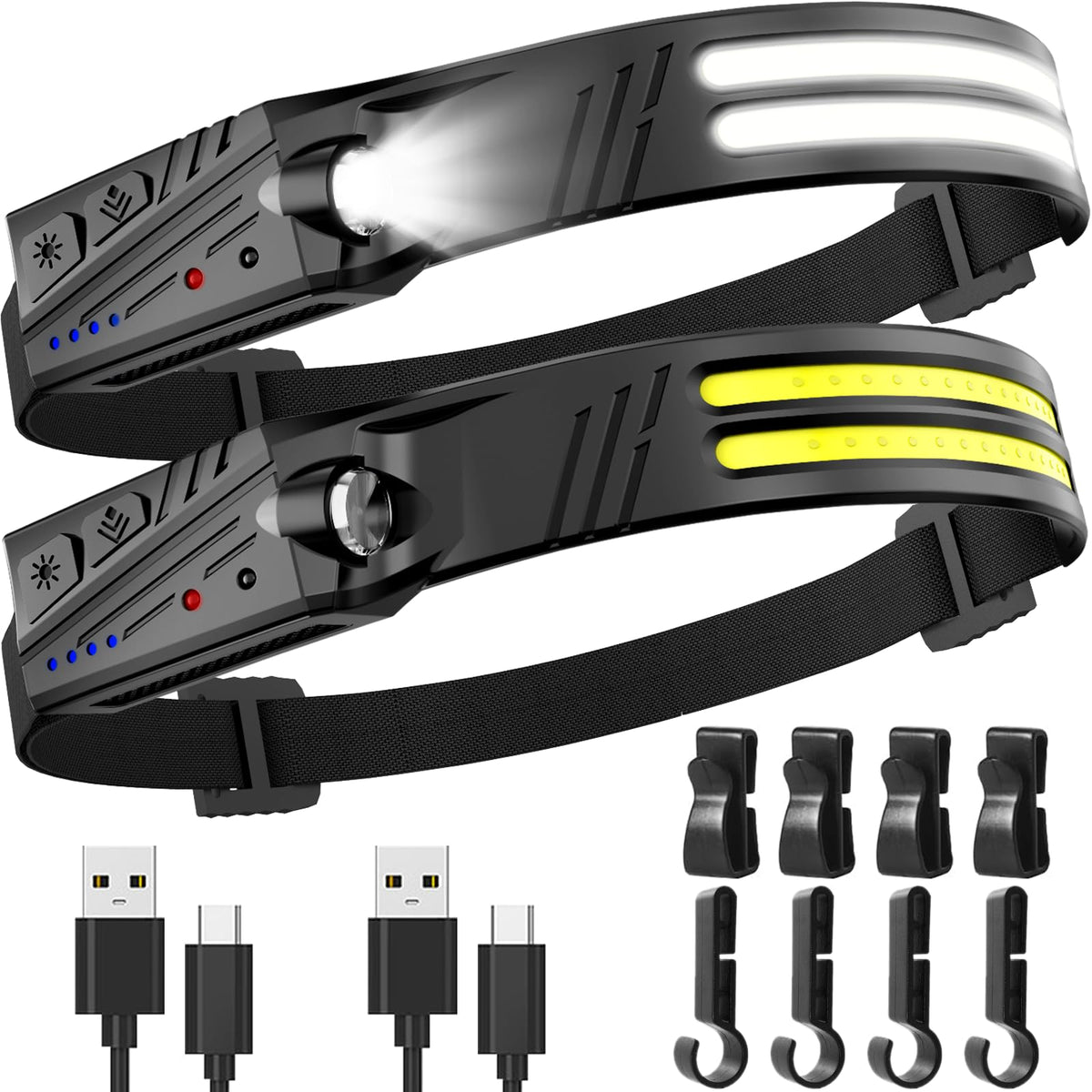 2 Pack 2000 Lumen LED Headlamp Flashlights