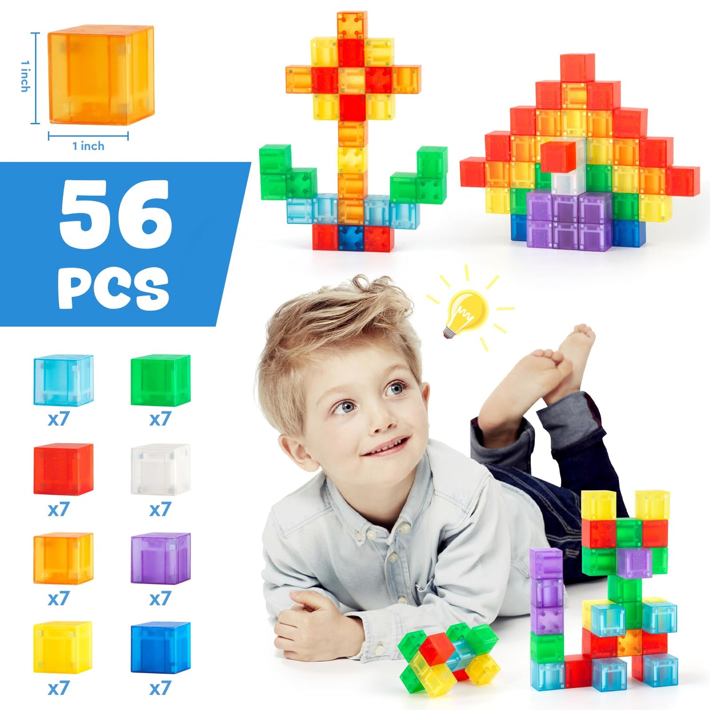 56 PCS Magnetic Building Blocks for Toddlers