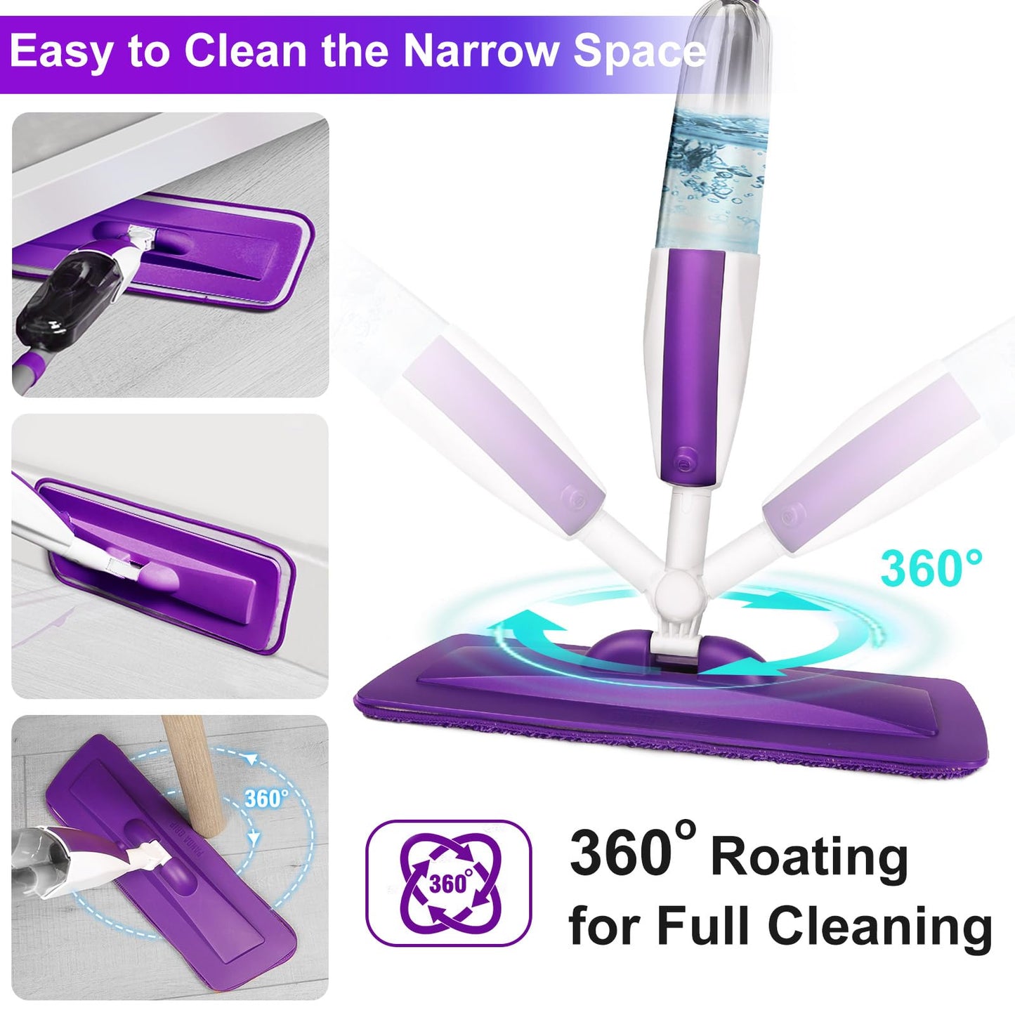 Spray Mop with Refillable Bottle and Pads