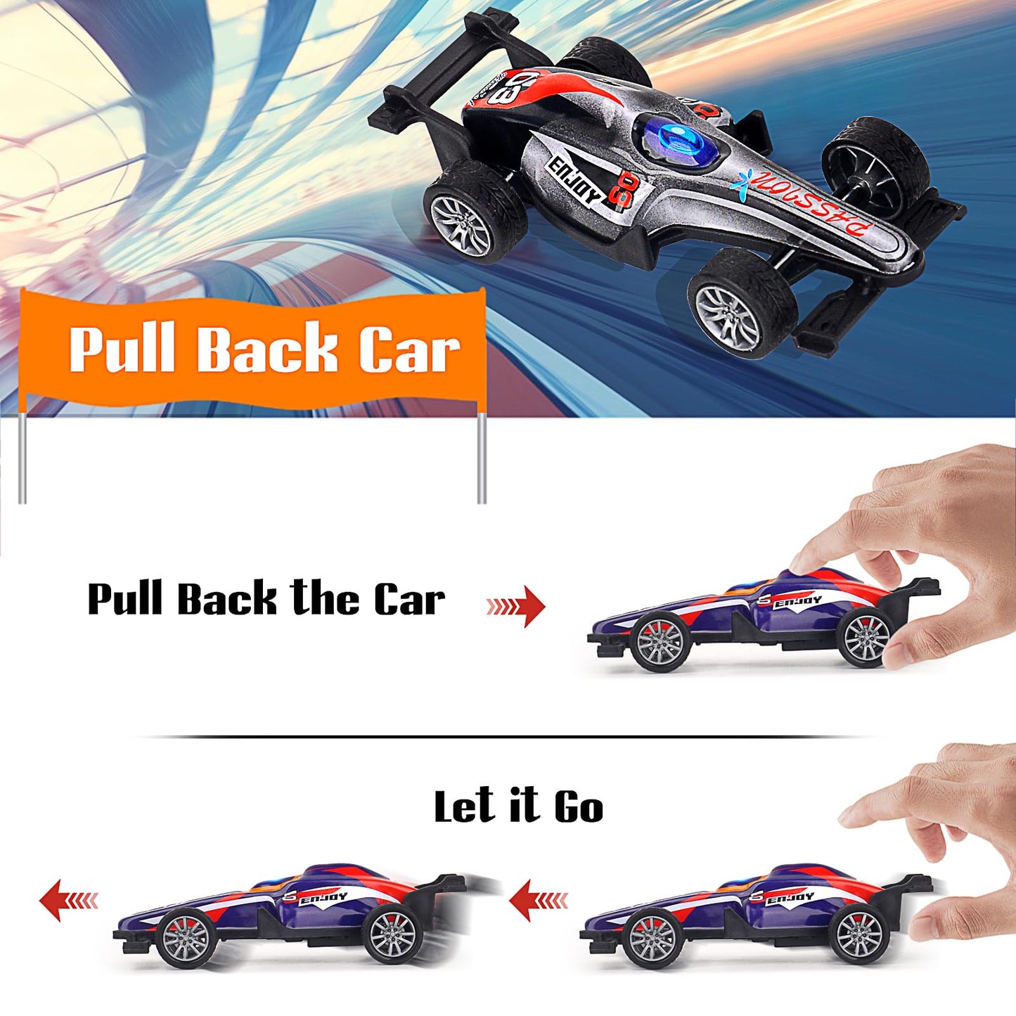 BYLGKE Toys for Ages 2-4, Baby Toys Cars, Die-Cast Racing Cars Party Favors, Pull-Back Car Educational Toys, Montessori Toys for 2+ Year Old Kids Toddlers, Pack of 12