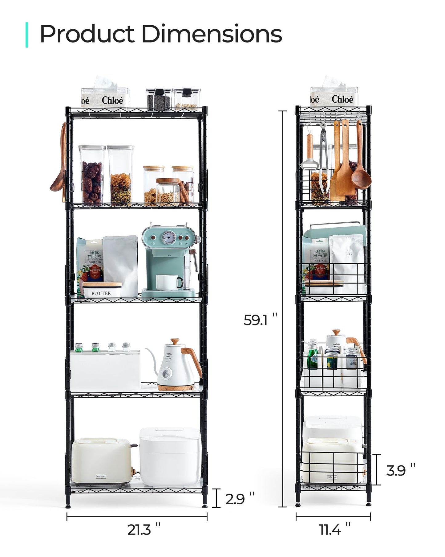 5-Tier Heavy Duty Metal Storage Shelf