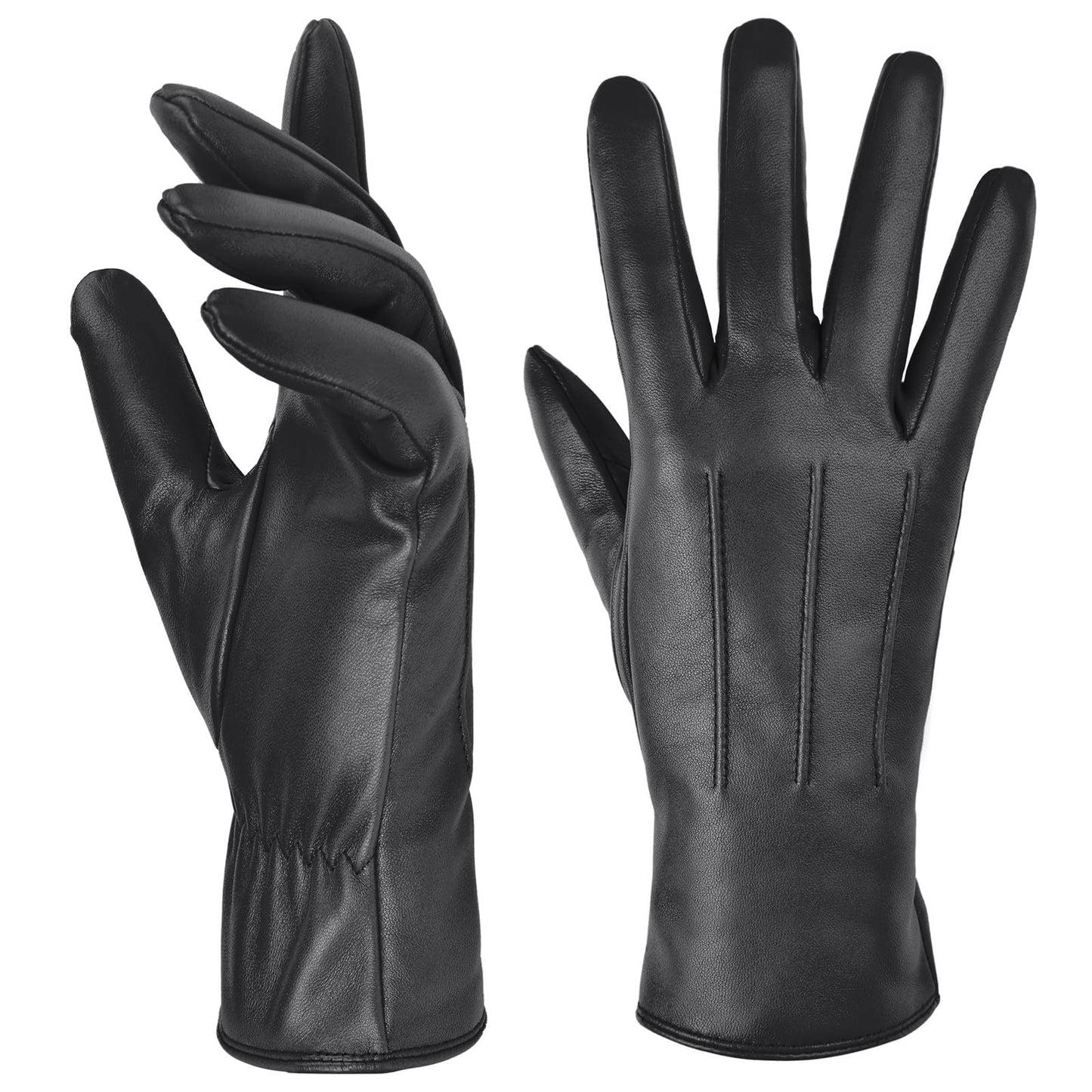 Harssidanzar Women's Leather Touchscreen Winter Gloves