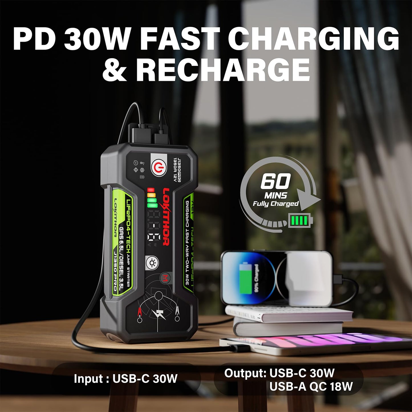 1350 Amp LOKITHOR Jump Starter with Fast Charging