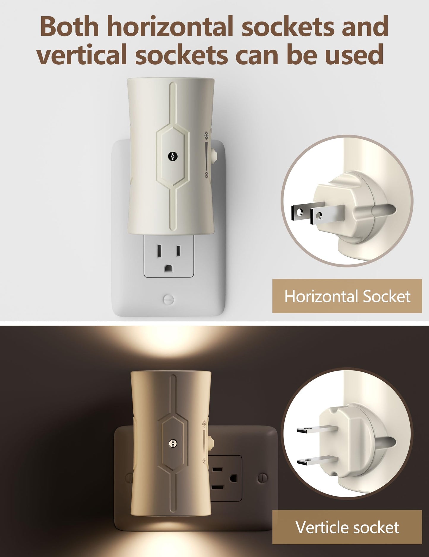 2 Pack LED Night Lights with Adjustable Brightness
