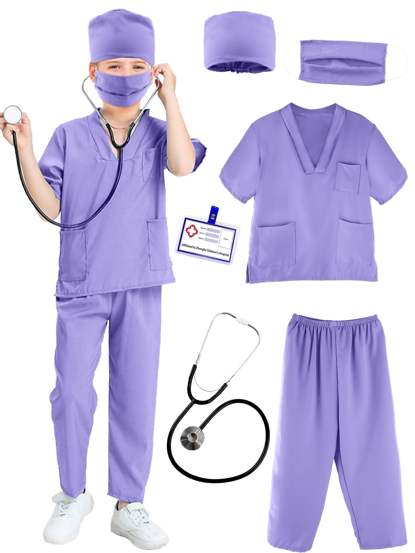 Kids Doctor Scrubs Costume Set for Dress Up