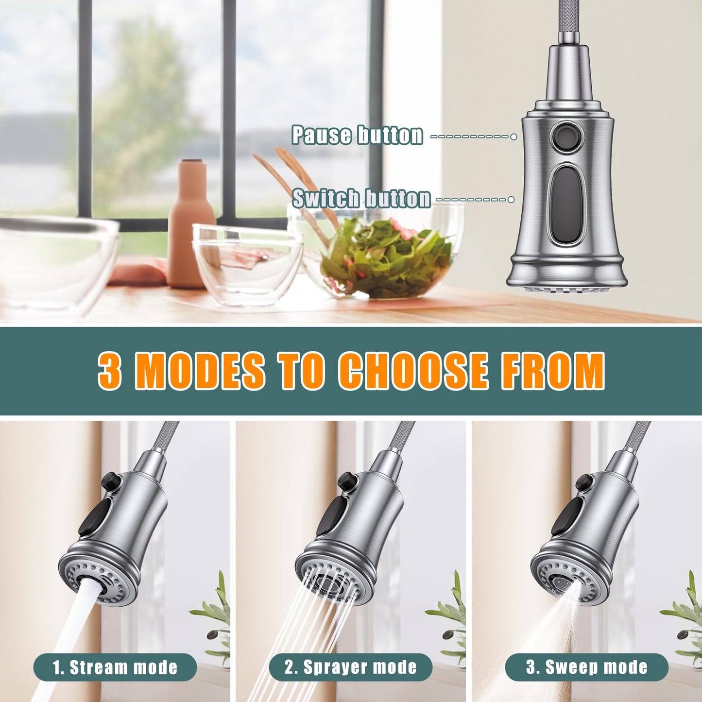 Hurran Stainless Steel Kitchen Faucet with Sprayer