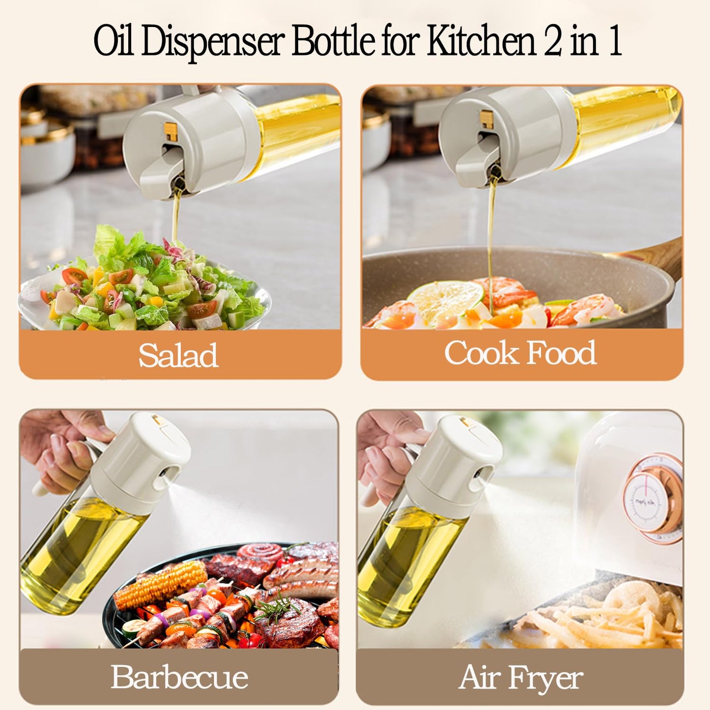2-in-1 Oil Dispenser and Sprayer Bottle