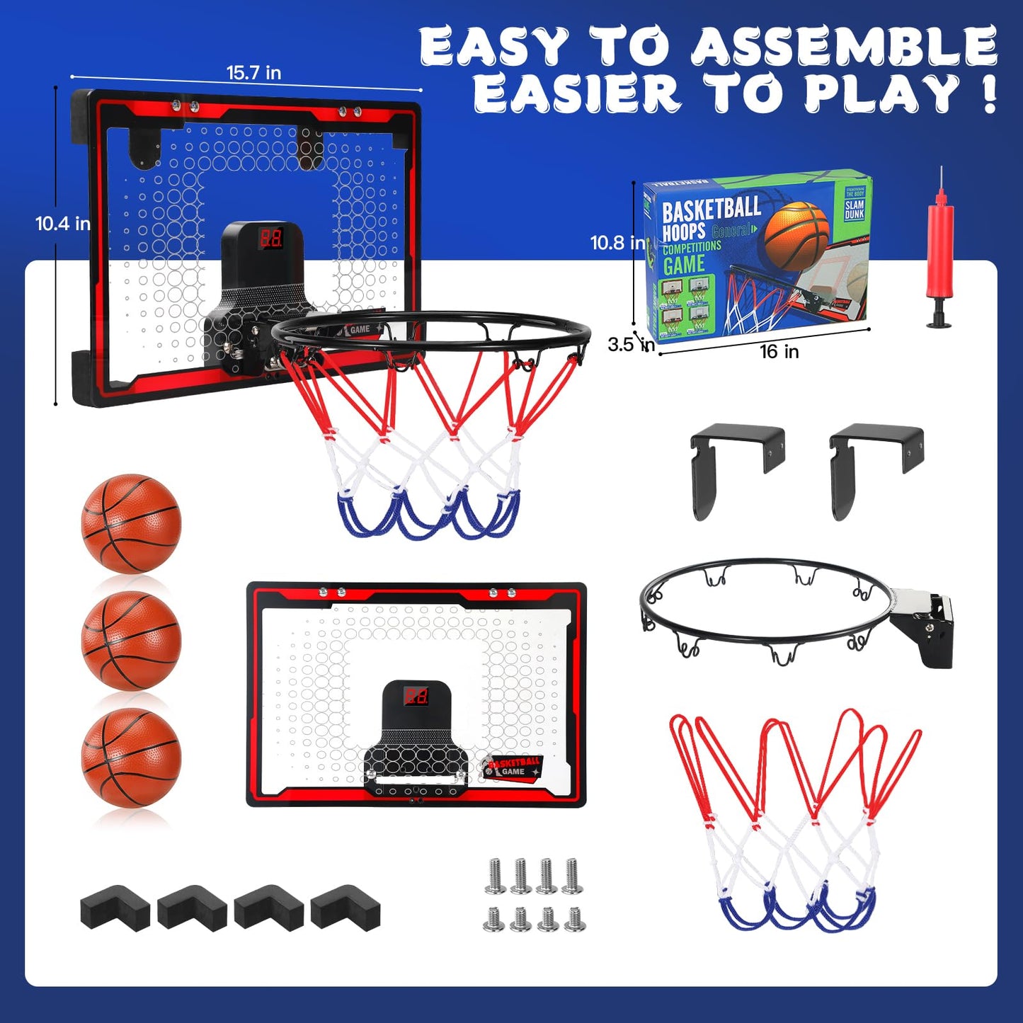 Indoor Mini Basketball Hoop with LED Scoreboard