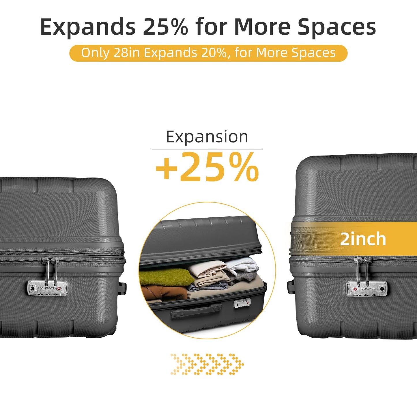 LARVENDER 3-Piece Hardside Luggage Set with Duffel