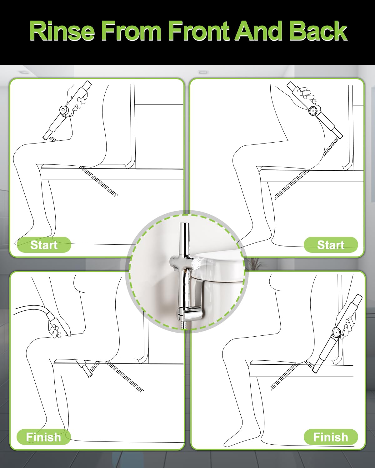 Handheld Bidet Sprayer with Dual Nozzle System