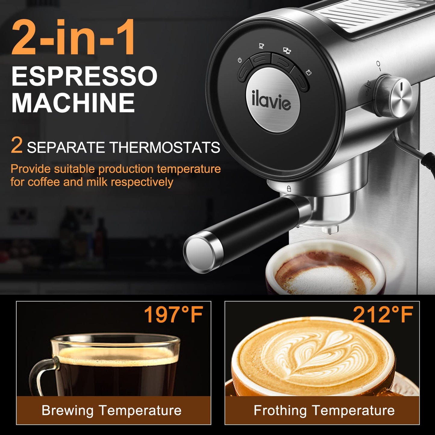 ILAVIE 20Bar Espresso Machine with Steamer