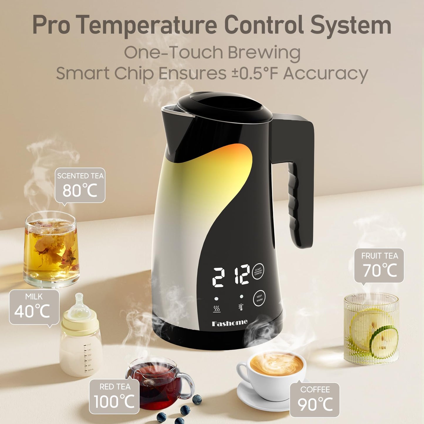 Electric Kettle with 5 Temp Presets and Keep Warm