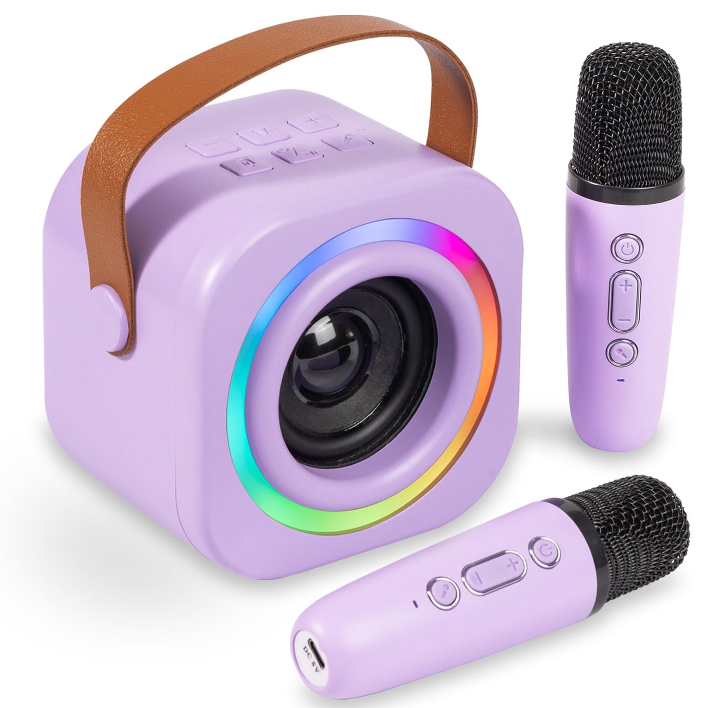 Mini Karaoke Machine with Wireless Mics for Kids