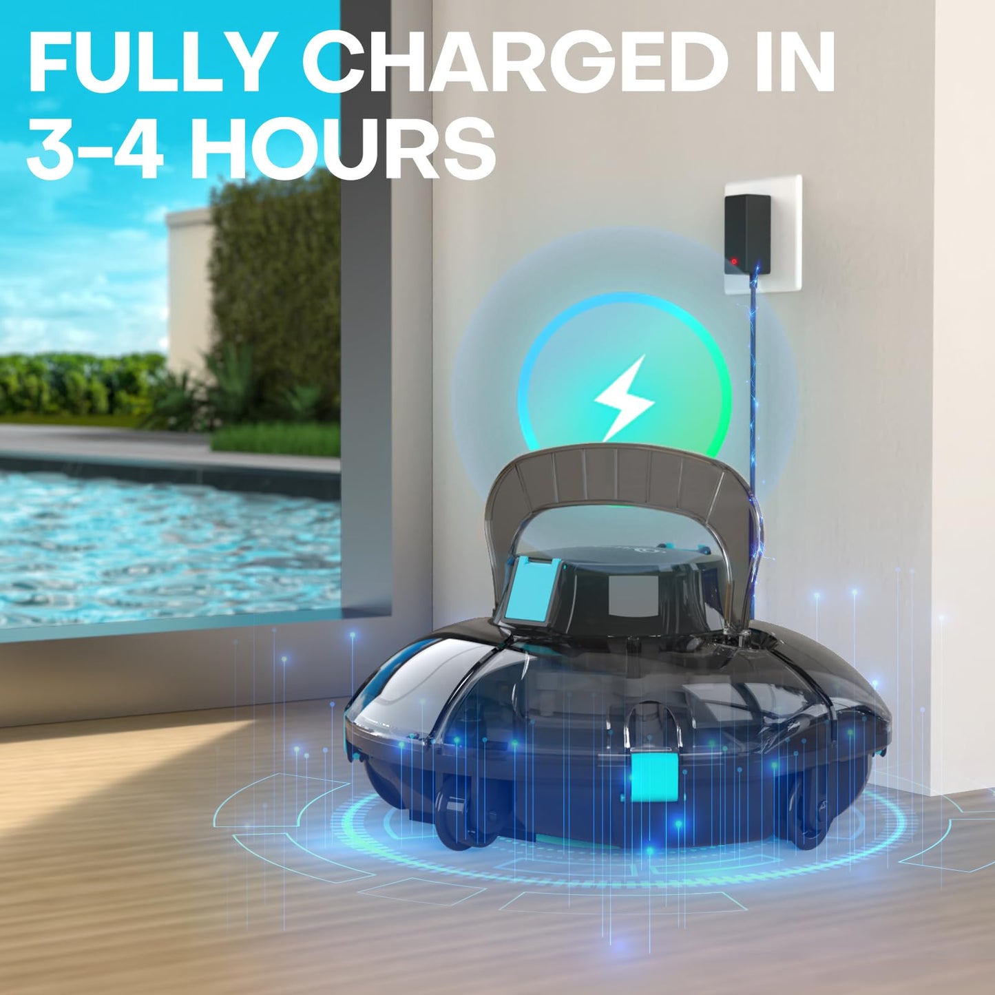 Cordless Robotic Pool Cleaner for Above-Ground Pools
