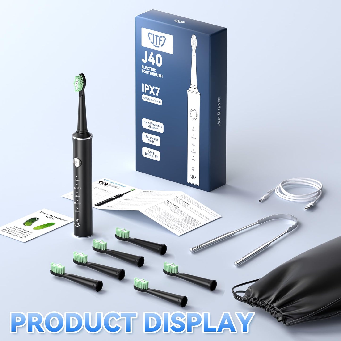 Electric Toothbrush with 6 Brush Heads and Timer