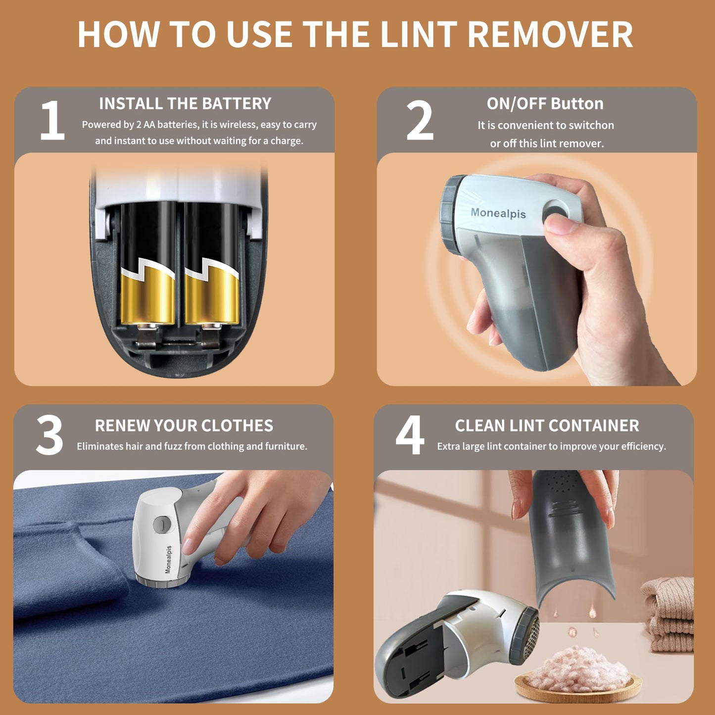 Monealpis Lint Remover for Clothes and Furniture