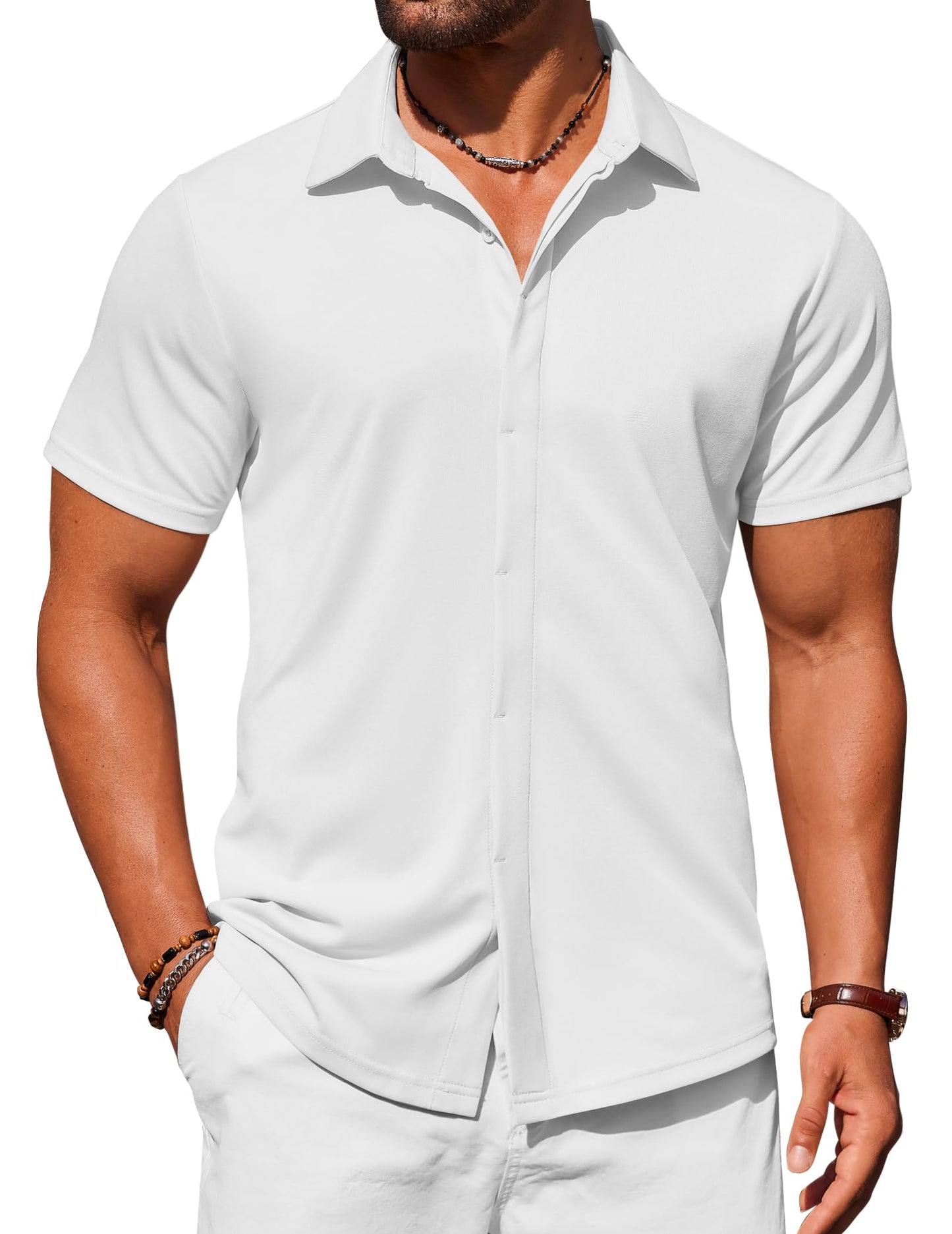 COOFANDY Men's Short Sleeve Dress Shirt
