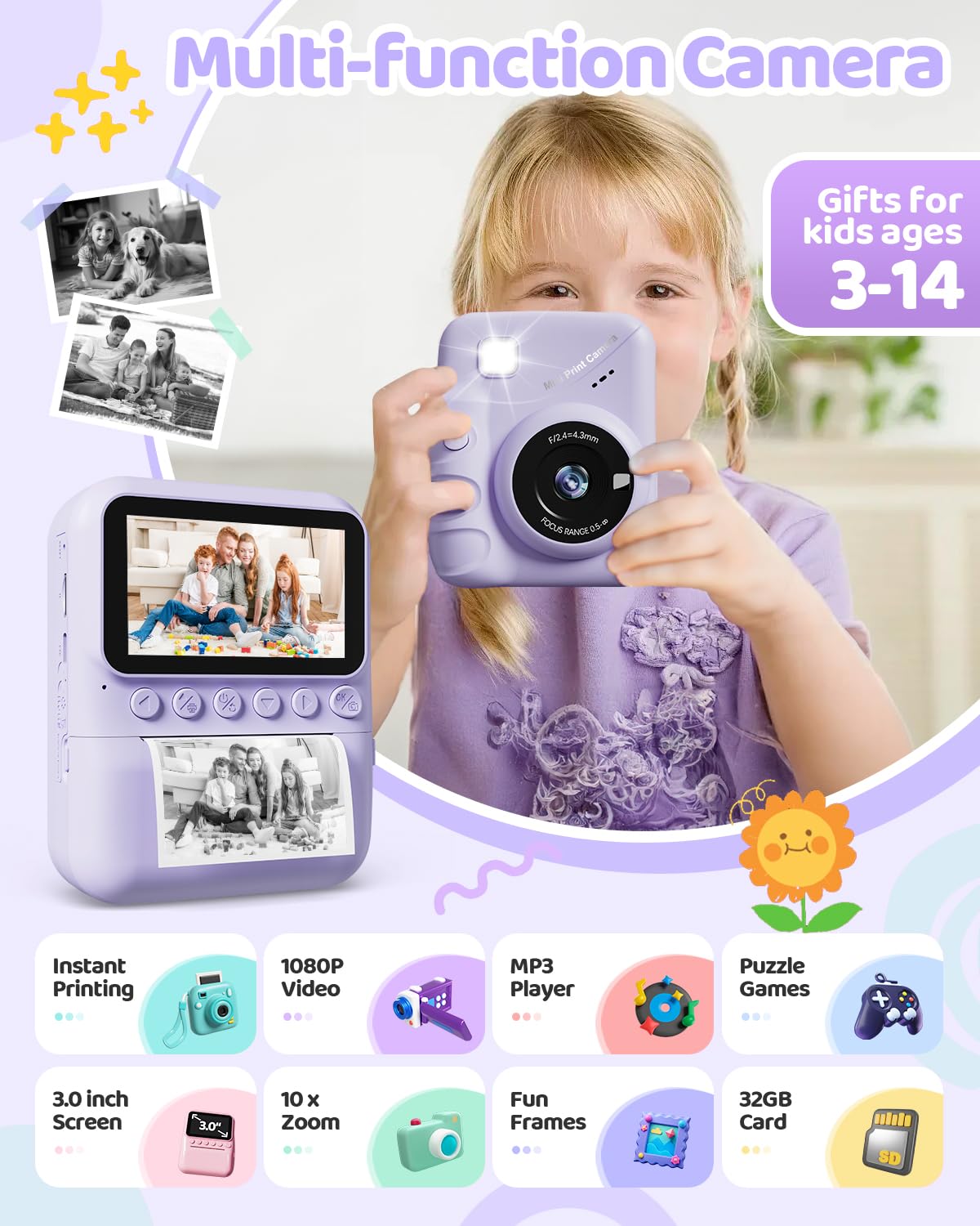 Kids Instant Print Camera by TIATUA for Ages 3-14