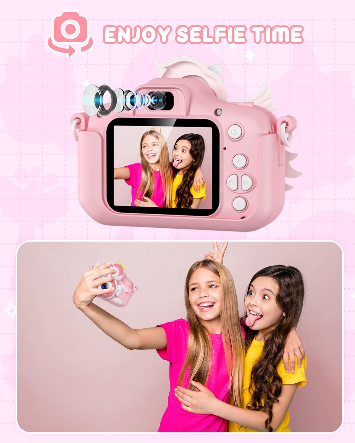 Kids 1080P HD Camera for Girls - Pink