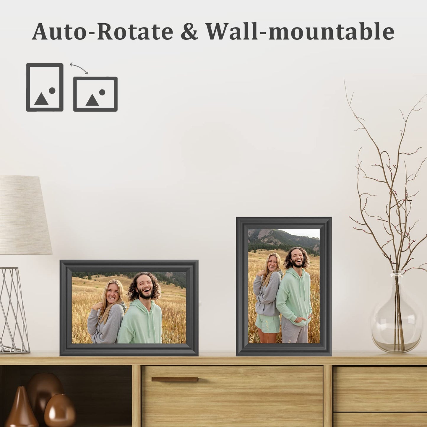 Digital Picture Frame WiFi 10.1 Inch Digital Photo Frame, Electronic Picture Frame, 16GB Storage, Auto-Rotate, IPS Touch Screen, Easy Setup and Share Photos and Videos via Free App from Anywhere