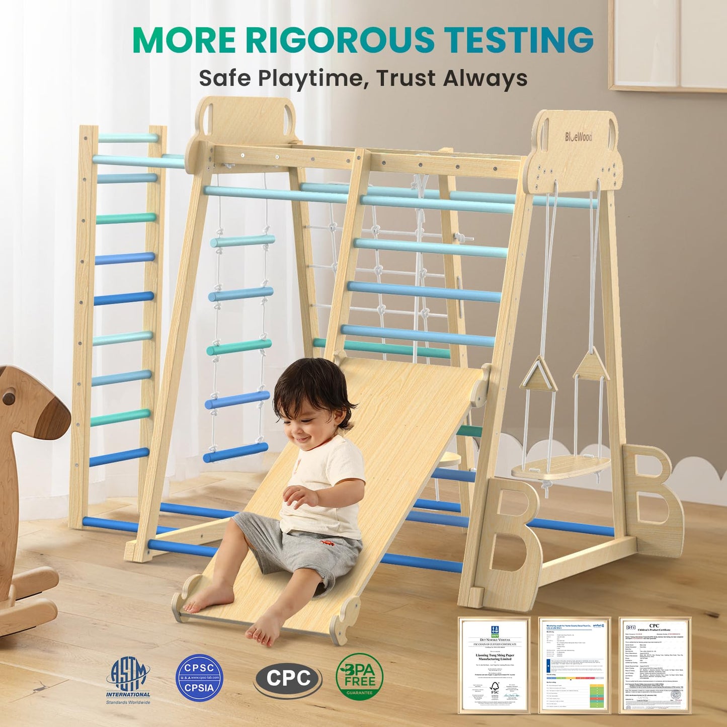 9-in-1 Indoor Jungle Gym Climbing Playset