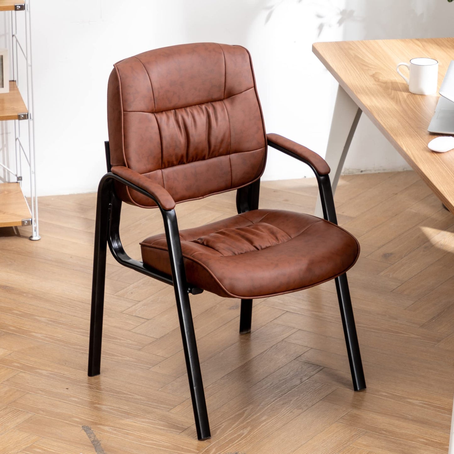 BTEXPERT Sleek Back Premium Leather Office Executive Waiting Room Guest/Reception Side Conference Chair, 22D x 25W x 36H in, Antique Brown, 4