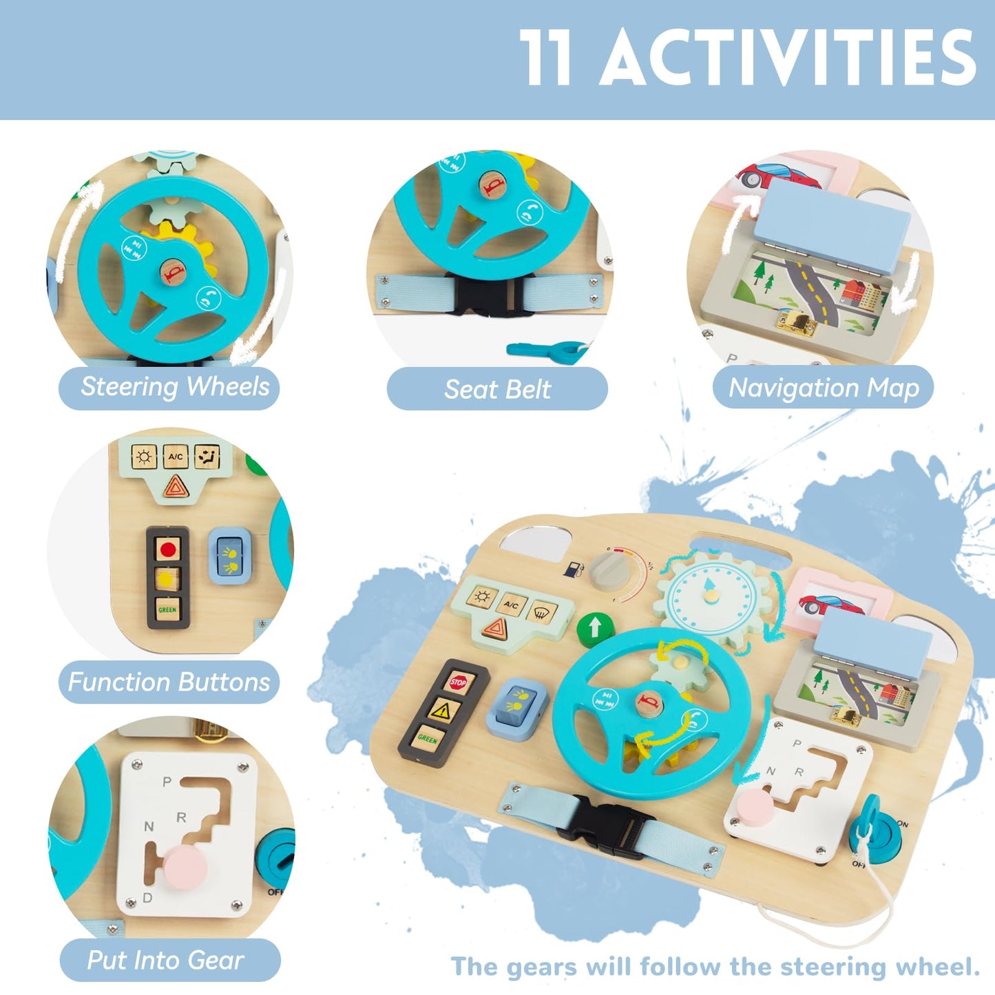 Montessori Busy Board for Toddler Sensory Skills