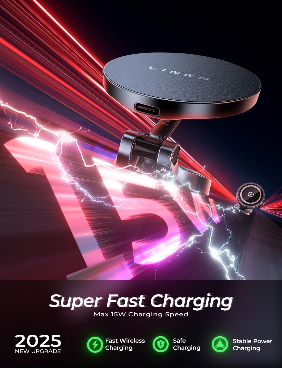 15W Magnetic Car Charger for iPhone by LISEN