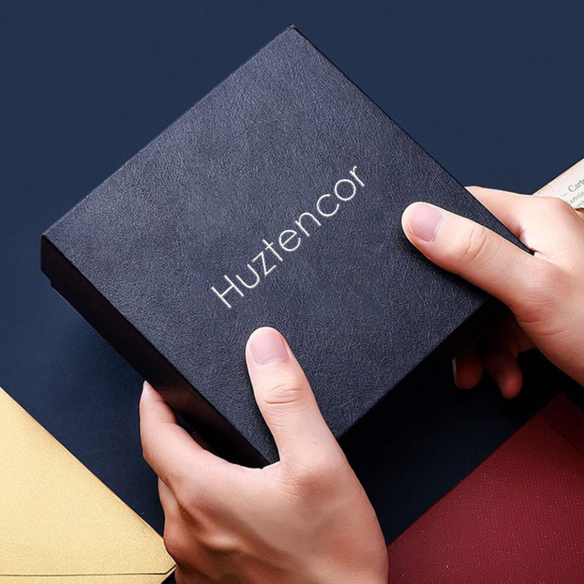 Huztencor Gold Buckle Belt Men, Ratchet Belt Dress Leather Hidden Tail, Jeans Belt with Easier Slide Gold Buckle,Carbon Fiber Black Brown 005 36"-39" 120CM
