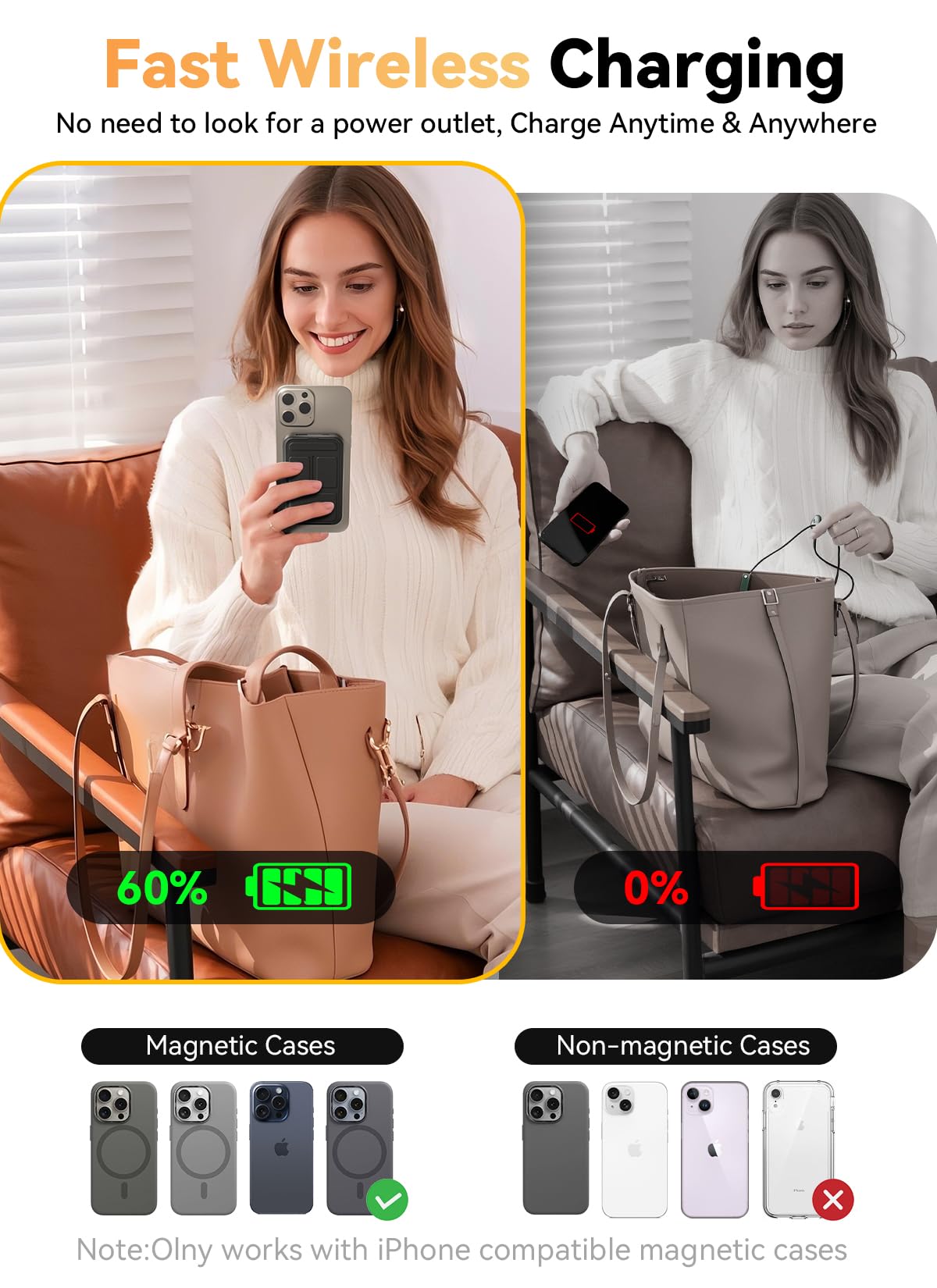 10000mAh Magnetic Wireless Charger with Stand