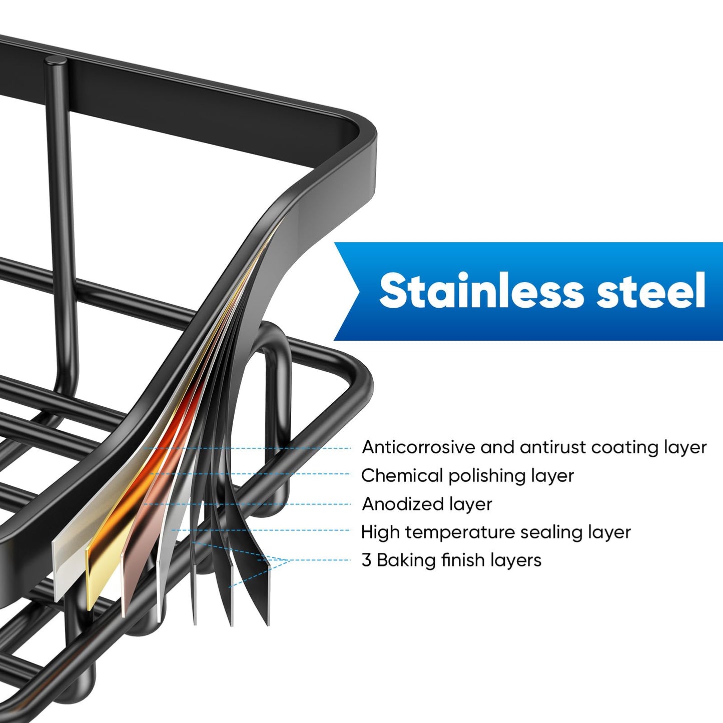 5 Pack Corner Shower Caddy, No Drilling Rack