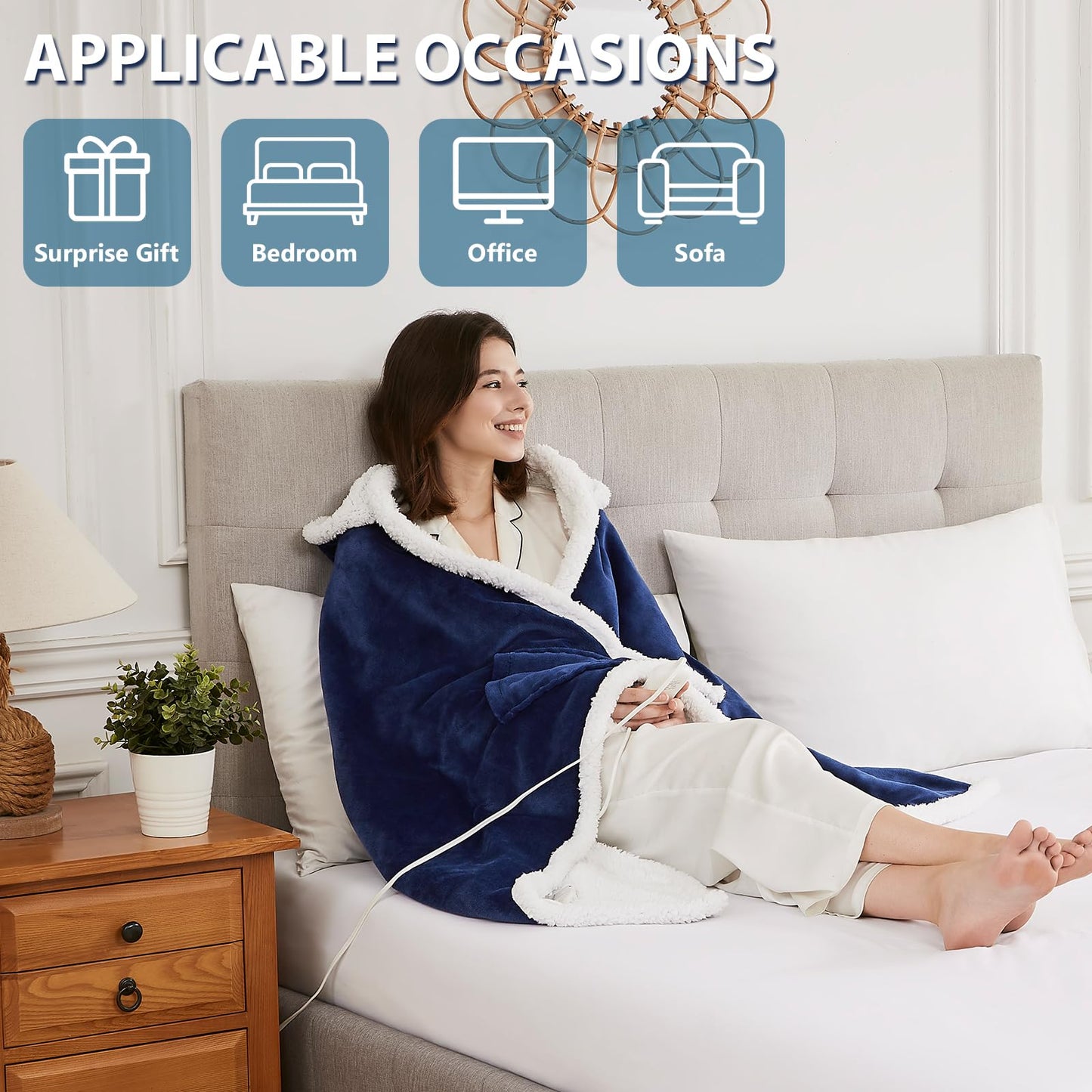 Heated Electric Blanket Shawl with 10 Settings