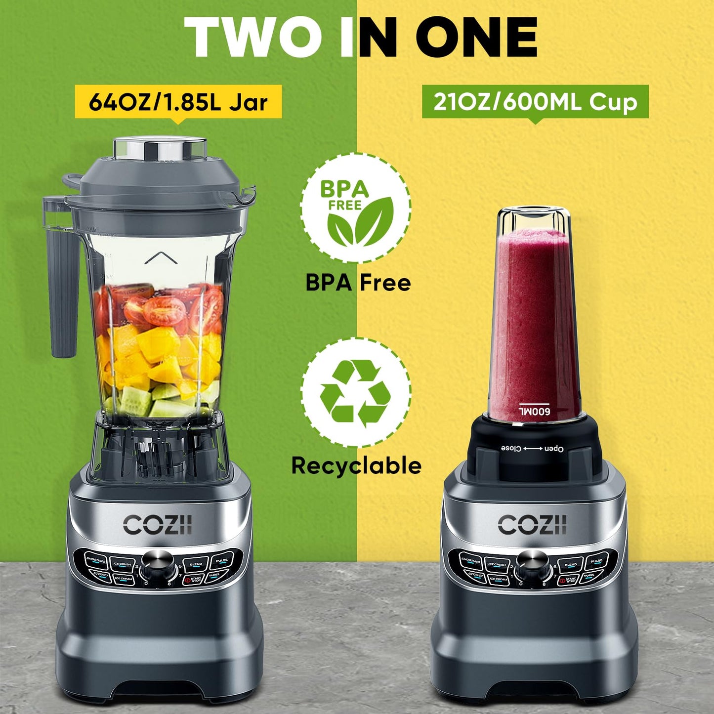 2000W Commercial Blender with 64 Oz Pitcher
