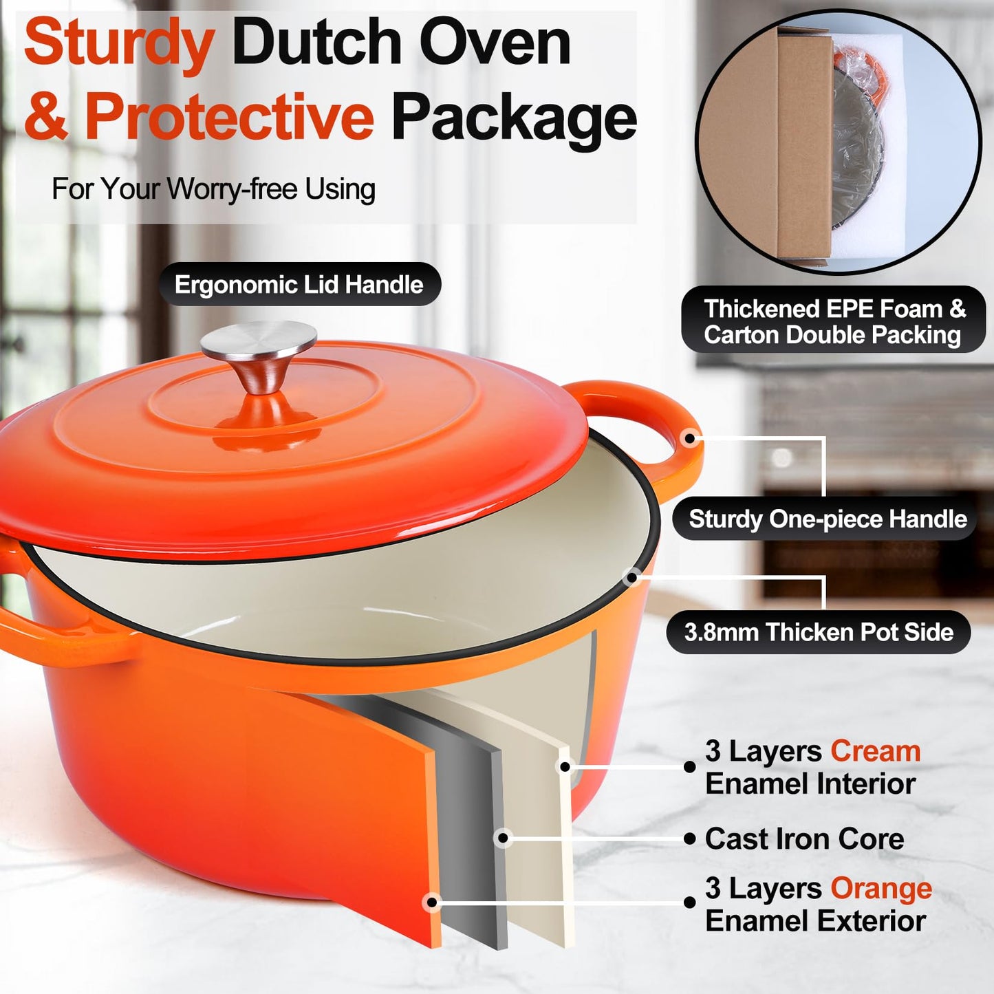 6QT Enameled Cast Iron Dutch Oven Pot