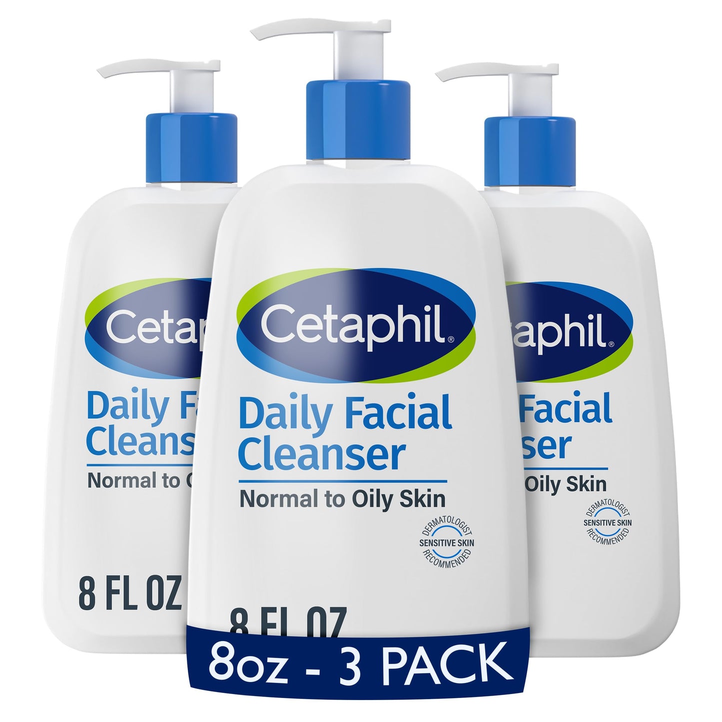 3 Pack Cetaphil Daily Facial Cleanser for Sensitive Skin 8oz