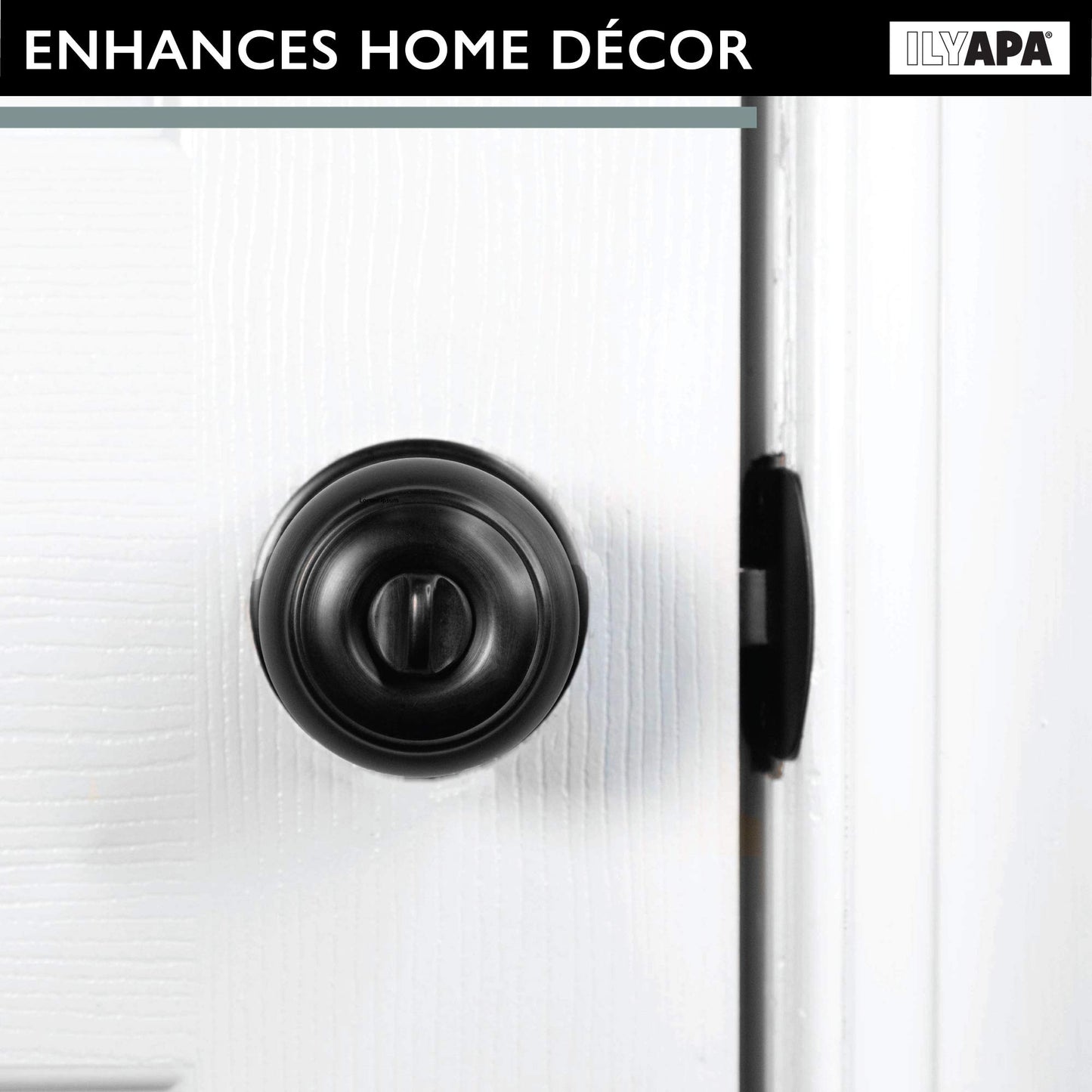 Ilyapa Privacy Black Door Knobs Interior, Bathroom Bedroom Door Knobs - Colonial Black Privacy Door Knob, Keyless Turn Thumb Locking Round, Matte Black, 10 Pack Multi Pack Door Knobs