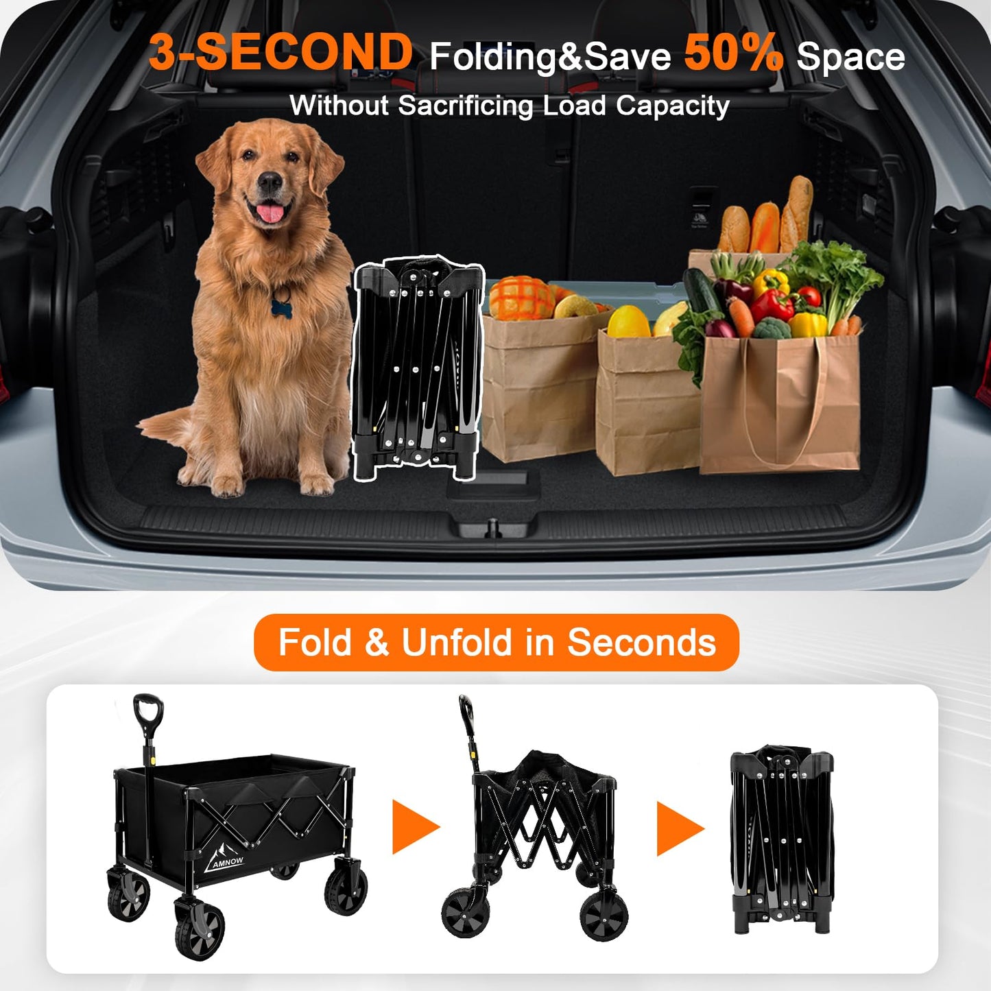 Collapsible Folding Wagon Cart with Wheels