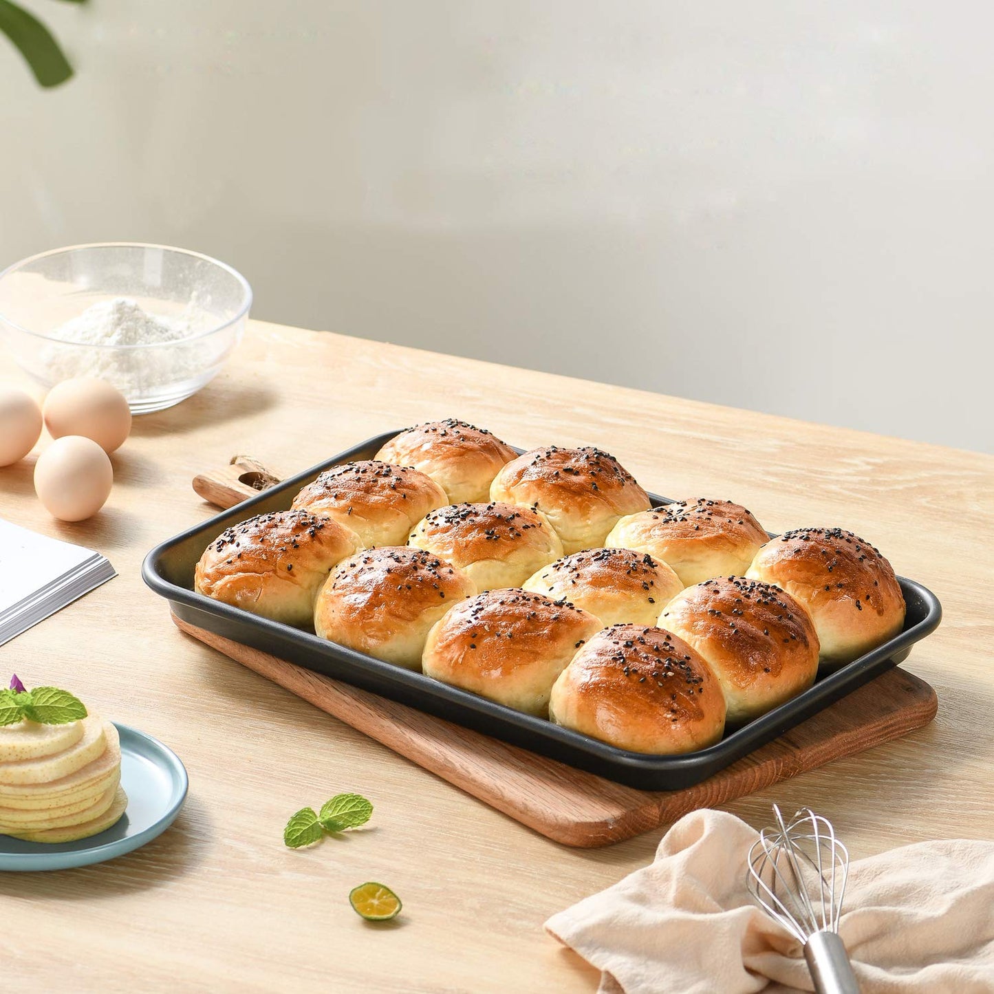 S·KITCHN Bakeware Set, Nonstick Baking Set, Including Loaf Pan, 2 Pieces Pie Pan, Roasting Pan Baking Sheet with Rack 12-Cup Muffin Pan and Brownie Pan - 8 Piece